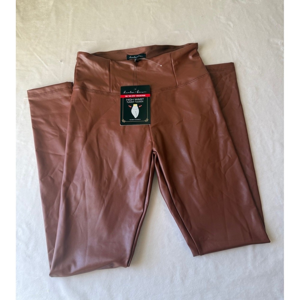 NWT Hunter & Brown Faux Leather Ankle Leggings Women's M High Waist Stretch